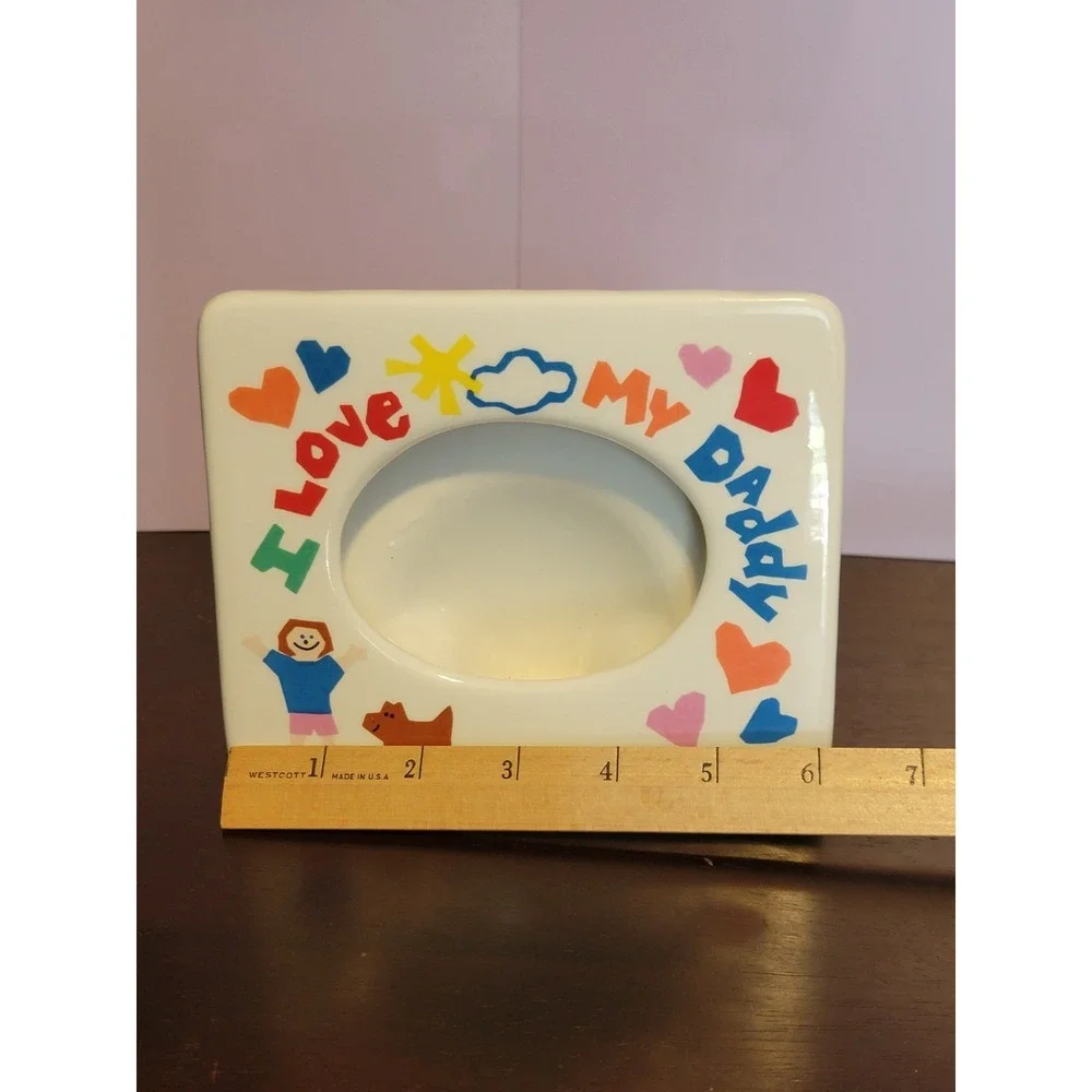 Russ Berrie I Love My Daddy Ceramic Picture Frame Marker/Crayon Style Writing